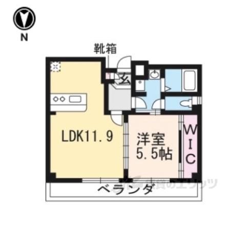 MORE御所南(1LDK/3階)の間取り写真