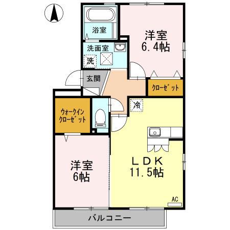 アルブルブランシュ ブランシュ(2LDK/2階)の間取り写真