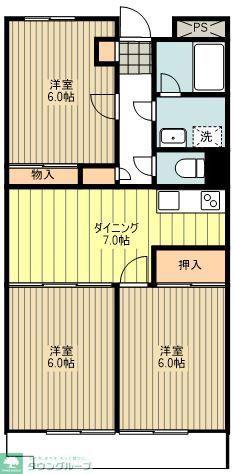 レジデンス第7石川(3DK/1階)の間取り写真