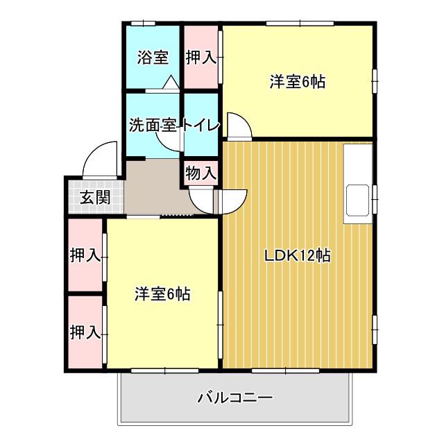 エクセル吉田II(2LDK/1階)の間取り写真