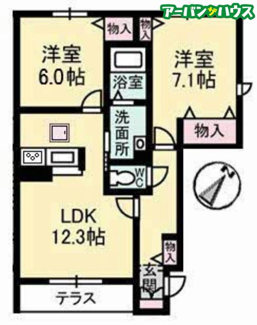 メゾン・ド・チドリ(2LDK/1階)の間取り写真