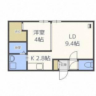 ディリッツ札幌東(1LDK/4階)の間取り写真