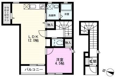 GAV松江1丁目(1LDK/2階)の間取り写真