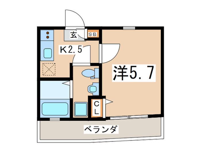 エスポワール三ツ沢南町(1K/1階)の間取り写真