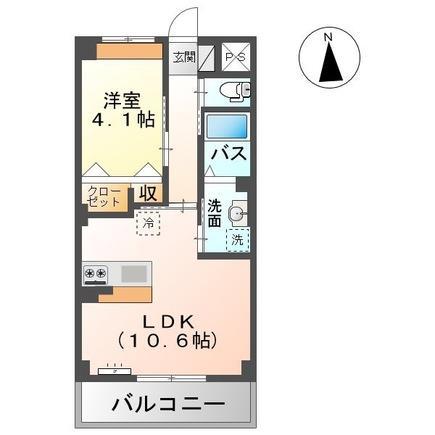 ゼルコバ (1LDK/1階)の間取り写真