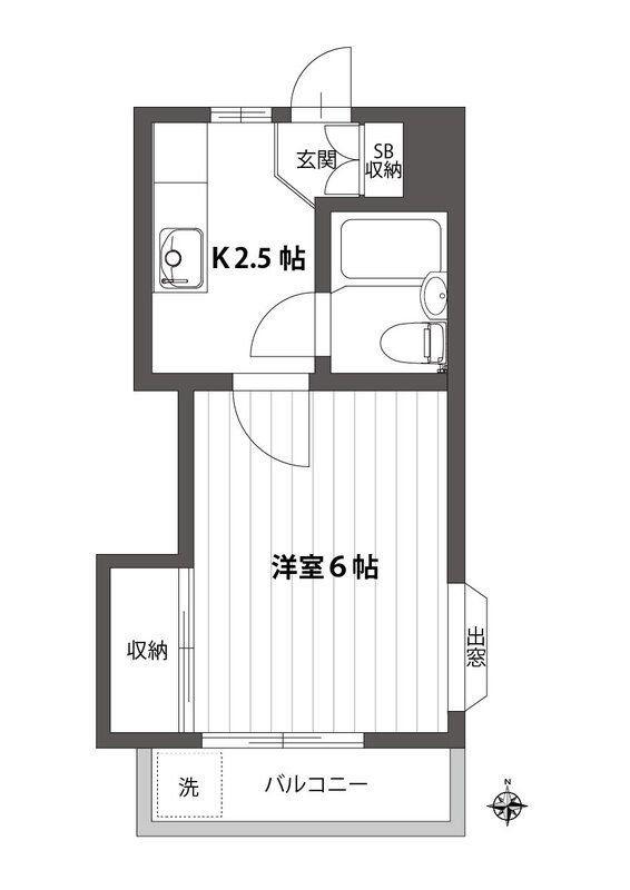 アザレア北野(1K/2階)の間取り写真