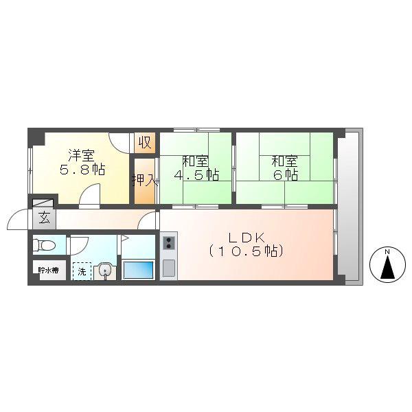 ニューコーポ植田II(3LDK/1階)の間取り写真