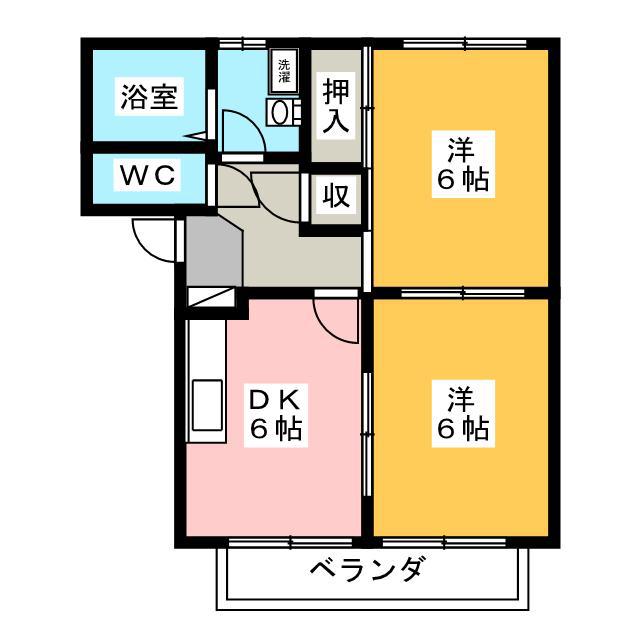 SKY グリュック ファミリエ(2DK/2階)の間取り写真