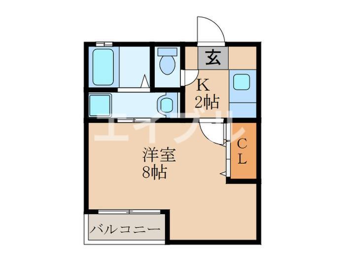 リブレア中央公園通 B棟(1K/2階)の間取り写真