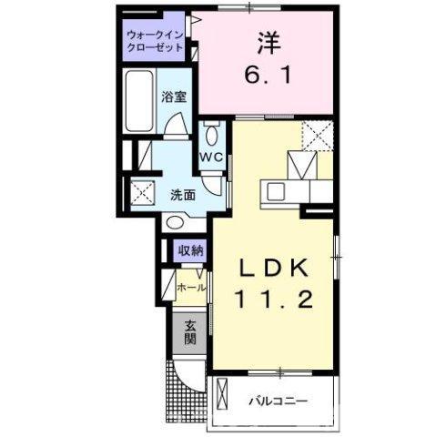 ヴィラ ブルーモントIII(1LDK/1階)の間取り写真