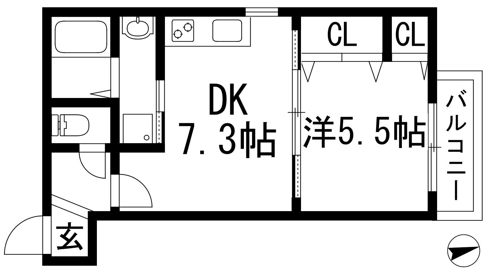 フジパレス西宮甲東園2番館(1DK/1階)の間取り写真