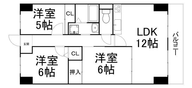 サンファースト京橋(3LDK/4階)の間取り写真