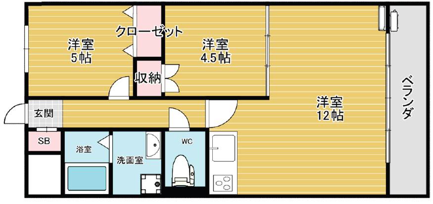 ヴェルデベージュ(2LDK/1階)の間取り写真