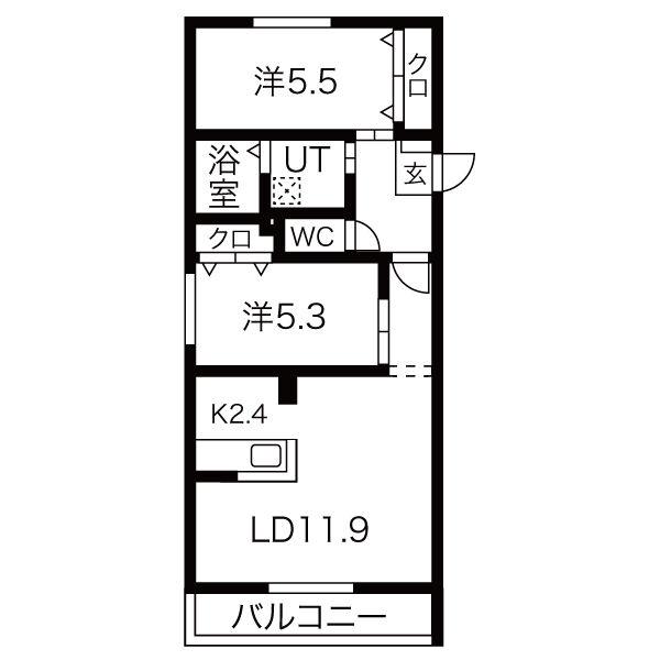 フォレスト栄通(2LDK/3階)の間取り写真