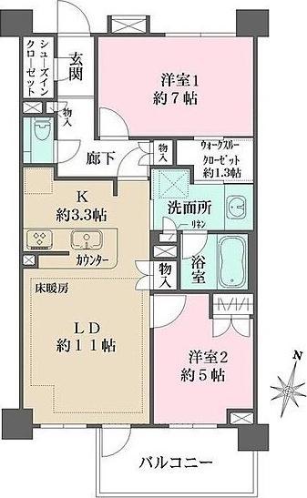 BELISTA四谷大京町(2LDK/3階)の間取り写真