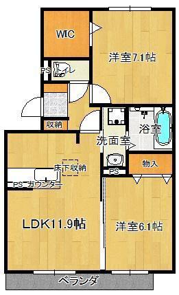 サザンリーフ(2LDK/3階)の間取り写真