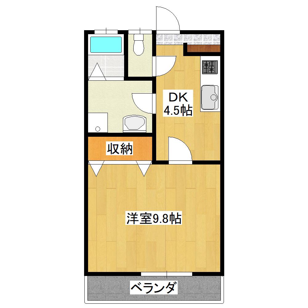 サンシャイン音羽(1DK/2階)の間取り写真