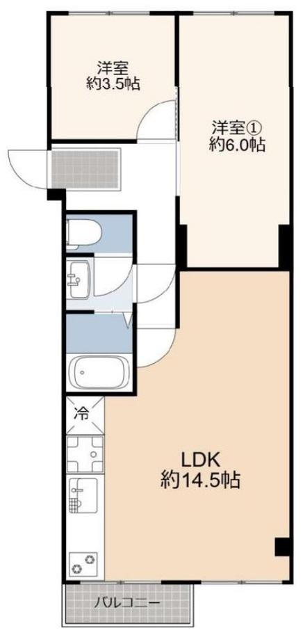 中銀世田谷マンシオン二号館(2LDK/2階)の間取り写真