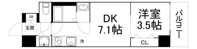 レオンコンフォート天王寺東(1DK/6階)の間取り写真