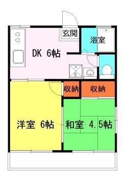 フローラル加納B棟(2DK/2階)の間取り写真