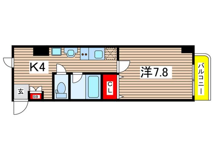 ウィステリア町屋(1K/4階)の間取り写真