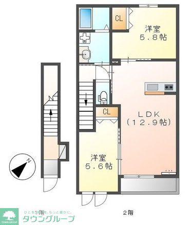 ノアール(2LDK/2階)の間取り写真