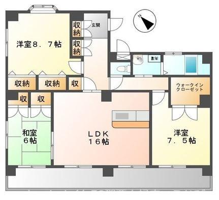 ハーバーヒルズ上之屋(3LDK/2階)の間取り写真