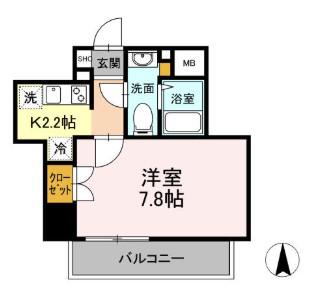 グランジット白金高輪(1K/2階)の間取り写真