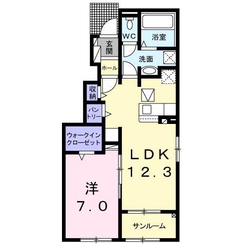 ONE&ONLY II(1LDK/1階)の間取り写真