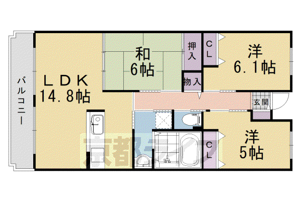 ソレイユ大山崎(3LDK/1階)の間取り写真