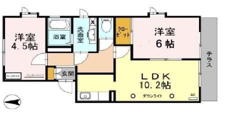 清水ハイムD(2LDK/1階)の間取り写真