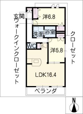 ブラン・ミュール(2LDK/3階)の間取り写真