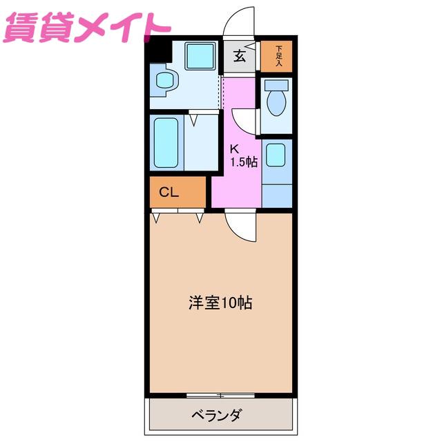 亀山マンションA棟(1K/3階)の間取り写真