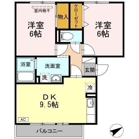 アミュー(2DK/3階)の間取り写真