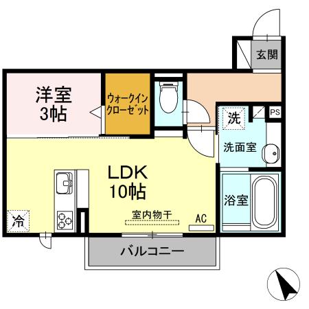GRACE(1LDK/3階)の間取り写真
