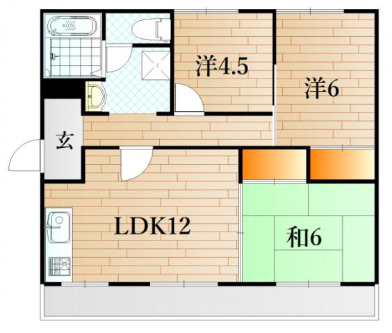 サンファミリア横野(3LDK/2階)の間取り写真