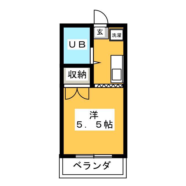 グリーングレイズU(1K/2階)の間取り写真