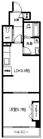 ハレレア水土花(1LDK/3階)の間取り写真