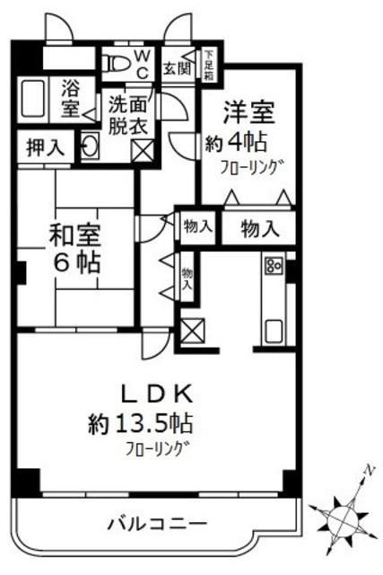 あい蘭道壱番館(2LDK/1階)の間取り写真