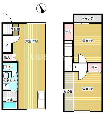 グランディールIII(2LDK/2階)の間取り写真