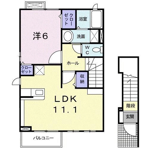 セレッソ(1LDK/2階)の間取り写真