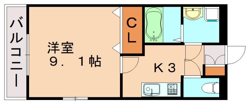 フルール若菜II(1K/1階)の間取り写真