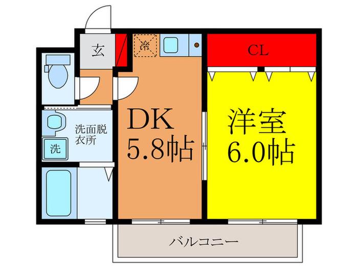 ラモンターニュ(1DK/1階)の間取り写真