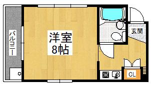 RINON谷川(ワンルーム/2階)の間取り写真
