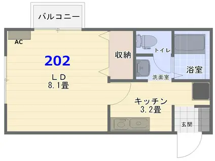 スマイル22(1K/2階)の間取り写真