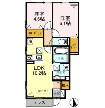 ROOM M(2LDK/1階)の間取り写真