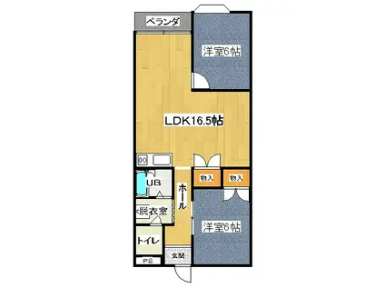 ニューサプライハウス愛宕D棟 D-8(2LDK/1階)の間取り写真