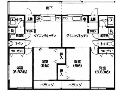 ラインステージ(2DK/1階)の間取り写真