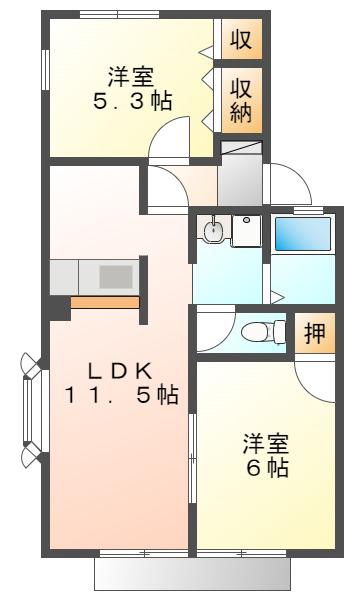 クレール(2LDK/1階)の間取り写真