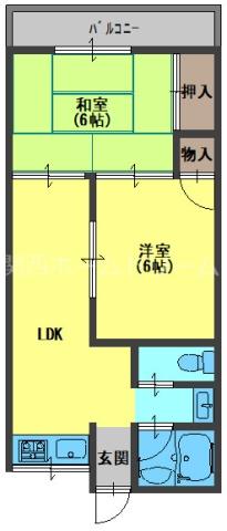 都マンション(2LDK/2階)の間取り写真